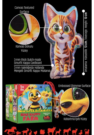 Sims Puzzle Bebekler İçin İlk Puzzle Yapboz Baby Çiftlik - 1 Yaş Üstü Montessori Eğitici Oyuncak