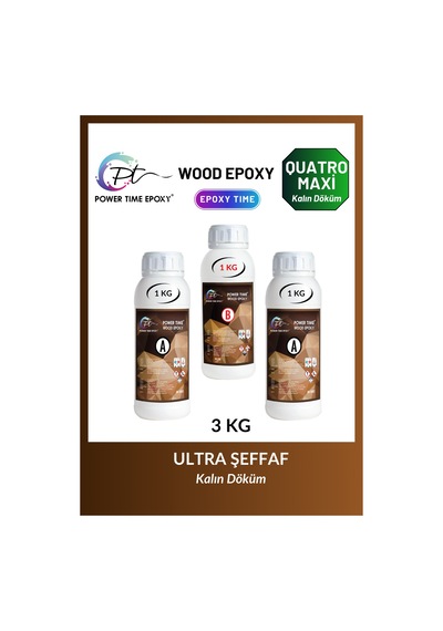 3 Kg Wood Epoxy Quatro Maxi/ Kalın Döküm Şeffaf Epoksi Reçine Seh