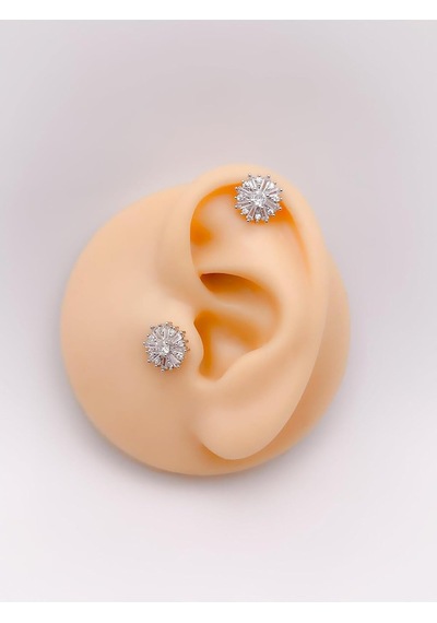 Lexroo Taşlı Kar Tanesi Figürlü Kıkırdak Helix Tragus Piercing 1adet Çok Renkli