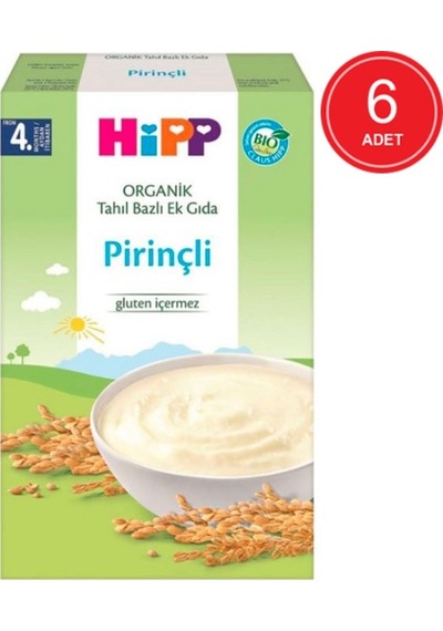 Hipp Organik Pirinçli 4+ Ay Kaşık Maması 6 x 200 G
