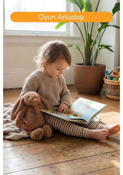 Yumuşacık Peluş Tavşan Hediyelik Bebek Uyku Ve Oyun Arkadaşı 45 Cm Oyuncak Kahverengi