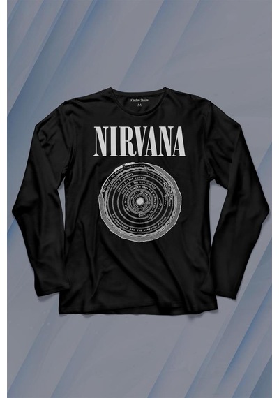 Nirvana Bleach Albüms Rock Musiccircle Plak Uzun Kollu Tişört Baskılı T-shirt 001