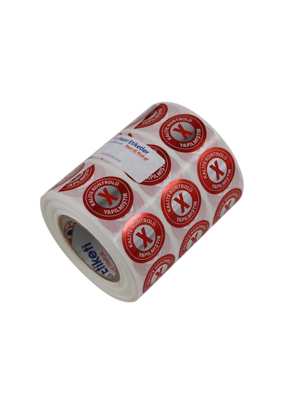 Pp Metalize Kalite Kontrolü Yapılmıştır Ret Etiketi 25mm Çap 2500 Adet Yan Yana 3 Lü Çok Renkli