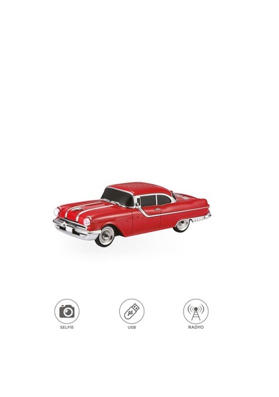 Torima D87 Bluetooth Hoparlör Retro Klasik Araba Tasarımlı 10w Fm Usb Selfie Speaker Kırmızı