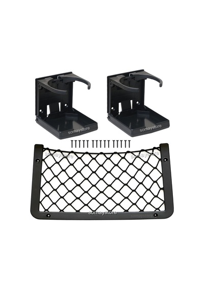2 Adet Katlanır Bardaklık Ayarlı 1 Adet 32x17cm Eşya Filesi Siyah