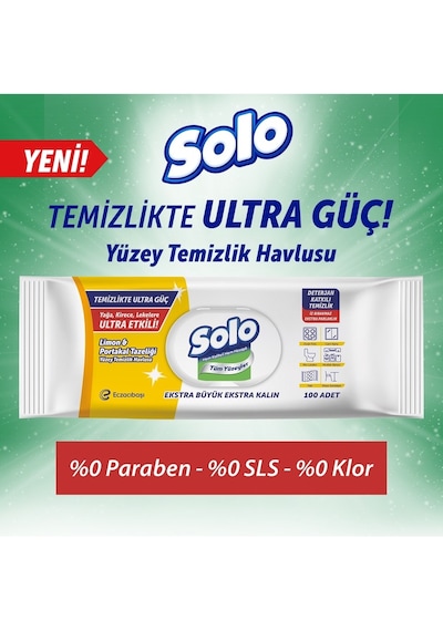 Solo Yüzey Temizlik Havlusu 100 Yaprak Limon & Portakal Tazeliği Tekli