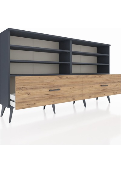 Arges Konsol 6 Raflı 2 Çekmeceli 176x30x99 Antrasit-antrasit/çam Antrasıt/atlas Çam - Antrasıt Arges Konsol 6 Raflı 2 Çekmeceli 176x30x99 Antrasit-antrasit/çam Antrasıt/atlas Çam - Antrasıt
