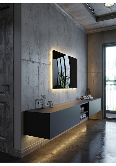 Resital Ledli Duvara Monte Tv Sehpası - Antrasit - W6009-4 Antrasit