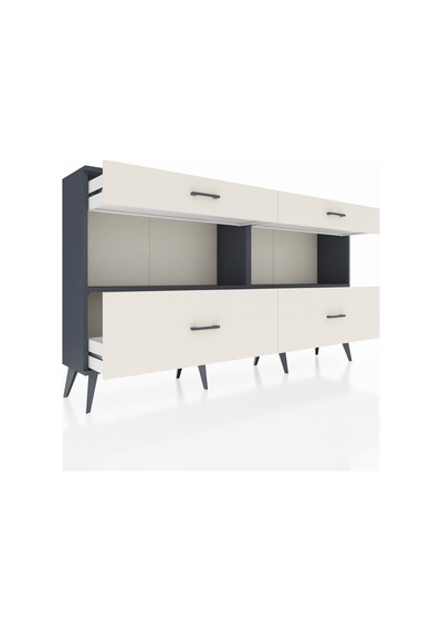 Arges Konsol 2 Raflı 4 Çekmeceli 176x30x99 Antrasit-antrasit/ayt Antrasit-antrasit/aytaşı