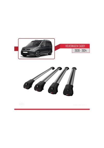 Volkswagen Caddy 2020 Ve Sonrası İle Uyumlu Ace-1 Ara Atkı Tavan Barı Gri 4 Adet Bar