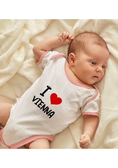 Bk Gift Bk Kids I Love Vienna Tasarımlı Pembe Bebek Body Zıbın - Model 1 12-18 Ay Sarı
