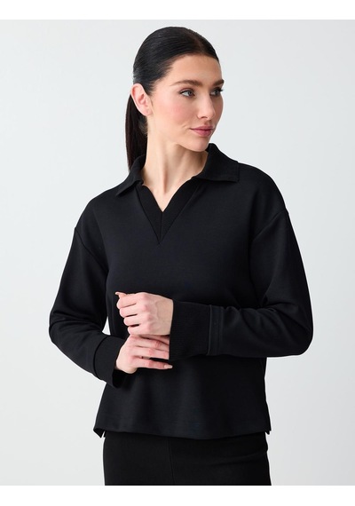 Jimmy Key Jimmy Key Siyah Polo Yaka Uzun Kollu Modal Örme Sweatshirt 6sw235626900