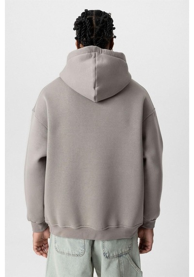 Vamos Basic Oversize Kapüşonlu Sweatshirt Açık Vızon