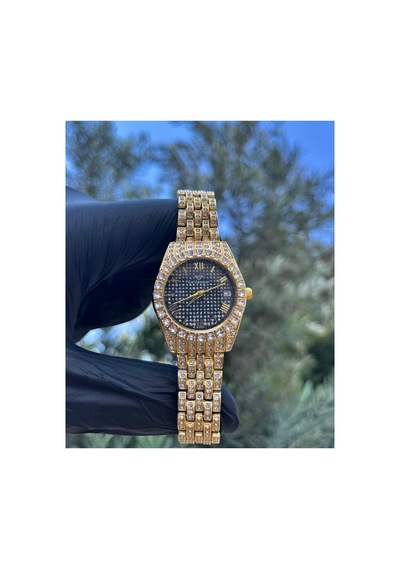 Taşlı Lüks Metal Kordon Kadın Kol Saati Gold/siyah - 652120563 İki Renk