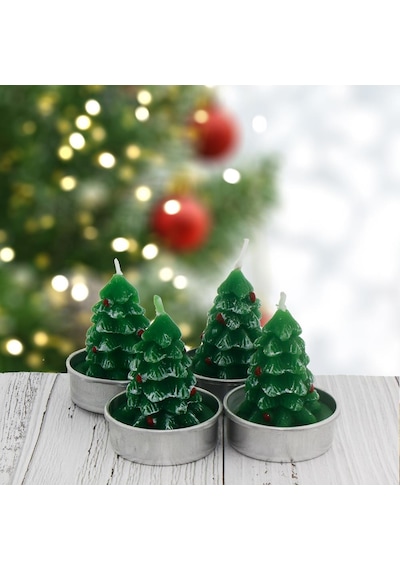 4 Adet 4cm Çam Ağacı Tealight Mum