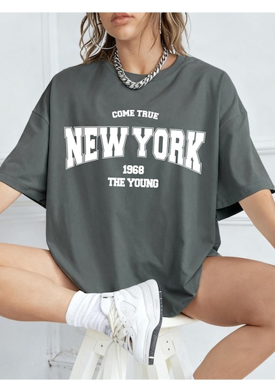 Noıssey Urban Pop Graphic Kadın Tişört Koleksiyonukod 5114 Füme