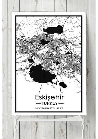 Eskişehir Harita Dekoratif Tasarım Poster