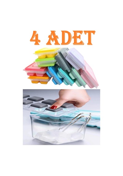 4 Adet Pratik 12 Bölmeli Bas Parmak Silikon Buz Kalıbı Kapaklı Yapışmaz Bas Çıkar Buzluk Silikon Diğer