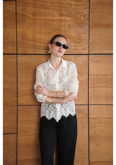 Verymoda Dantel Gömlek F2073 Krem