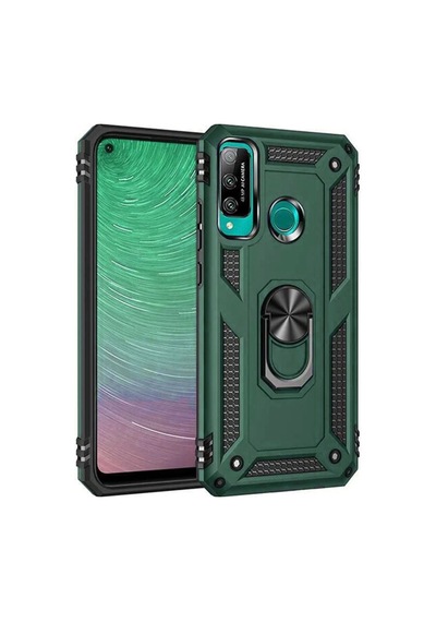 Newface - 190 - Huawei P40 Lite E Kılıf Sofya Yüzüklü Silikon Kapak - Csmo-tex - - Yeşil