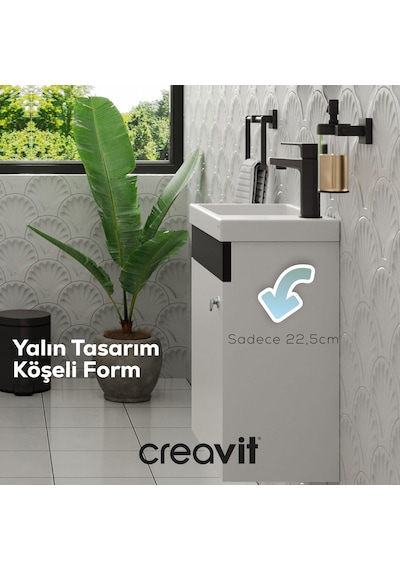 Creavit Elmas Lavabo Dolabı 45 Cm Beyaz-siyah Mat Beyaz Creavit Elmas Lavabo Dolabı 45 Cm Beyaz-siyah Mat Beyaz