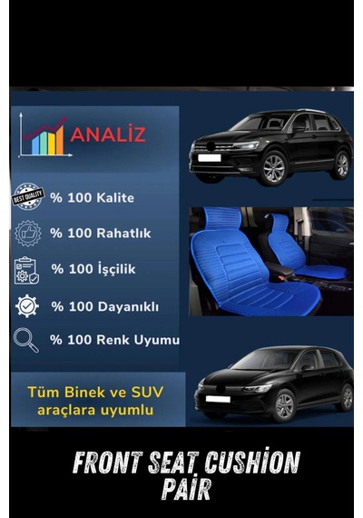 Sırt Dayamalı Araba Koltuk Minderi Ön İkili Set Gri