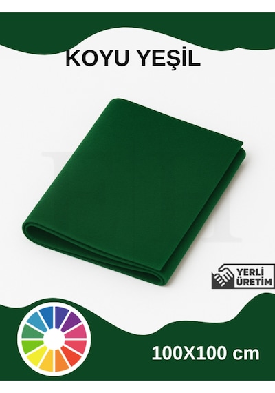 Koyu Yeşil Metrelik Ince Keçe Kumaş Keçe 1 Mm Aktivite Keçesi Renkli Keçe 1 Metre 100 Cm X 100 Cm