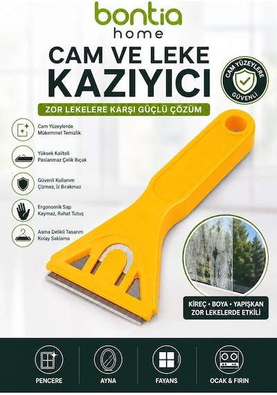 Cam Ve Leke Kazıyıcı Paslanmaz Çelik Bıçaklı Cam Temizleme Kazıyıcı Fayans Ocak Cam Seramik Etiket Boya Kazıyıcı