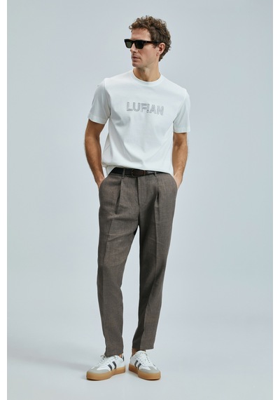 Lufian Thınk Modern Grafik T- Shirt Kırık Beyaz Kırık Beyaz 111020240100510 KIRIK BEYAZ