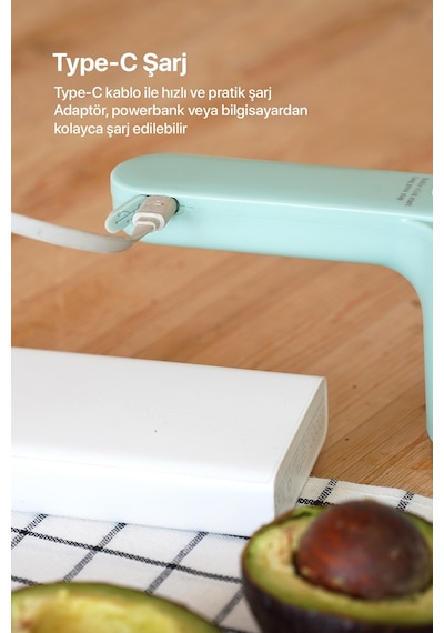 Deltome Pulsemix DLT-3410 2'si Bir Arada Doğrayıcı ve Çırpıcı Şarjlı El Mikseri Yeşil