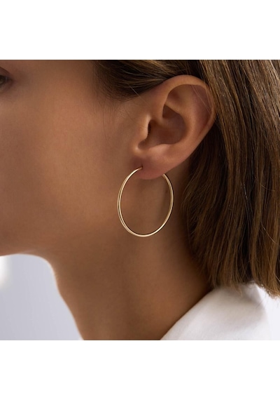 14k Altın Halka Küpe 1,2 Mm 3.8 Cm Gizli Kilit T14299 Renkli