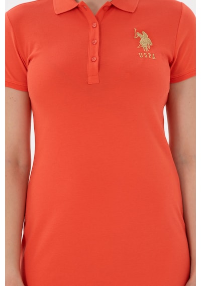 U.S. Polo Assn. Kadın Nar Çiçeği Polo Yaka Mini Boy Örme Elbise 50280069-VR039
