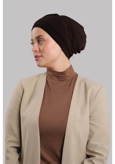 Hürrem Bone Kahve Versa Kuyruklu Pratik Tesettür Bone Sandy Büzgülü 2515 14