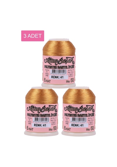3 Adet Altınbaşak Oya Ve Dantel İpi 20 Gr - Royaleks - No: 041