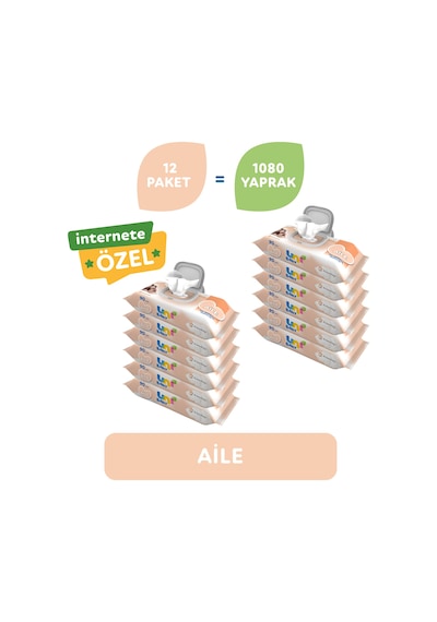 Uni Baby Aile Islak Mendil 12 x 90'lı 1080 Yaprak