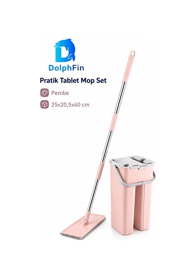 Pembe Tablet Mop Set Pratik Paspas Ve Zemin Temizlik Seti