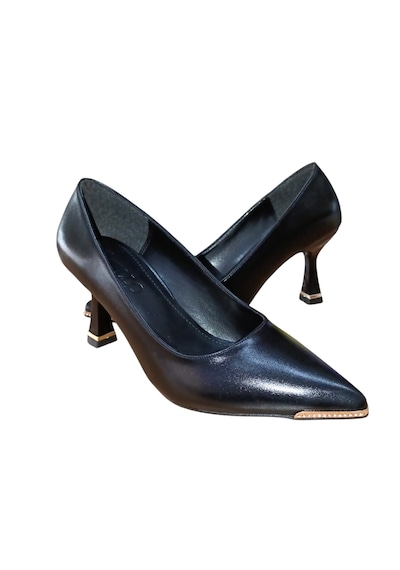 Stillo 814 Kadın Burun Taş Detaylı Kadeh Ökçe Stiletto Siyah