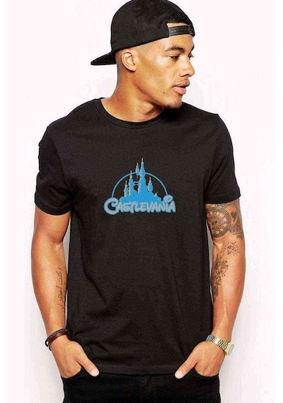 Castlevania Pixel Logo Baskılı Siyah Erkek Tshirt