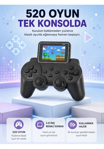 S10 Retro Oyun Konsolu Taşınabilir 2.8 İnç Ekran Ergonomik Nostalji Yeni Nesil