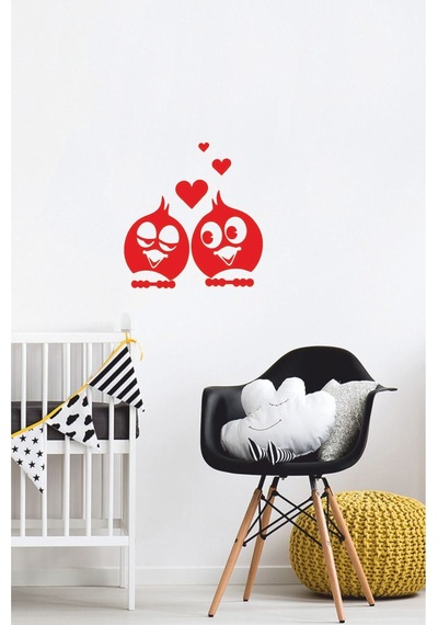 Aşık Kuşlar Priz Sticker-oto Sticker-18x18cm Kırmızı
