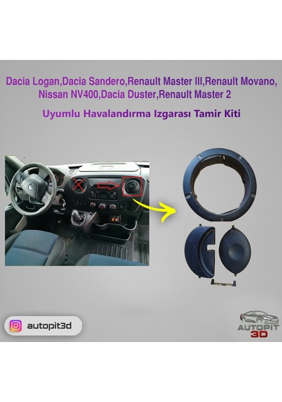 Dacia / Renault / Nissan Uyumlu Havalandırma Izgarası Tamir Kiti Havalandırma Izgarası Tamir Kiti
