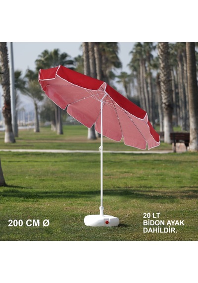 Bordo Plaj Şemsiyesi 200 CM Bidon Ayak Dahil
