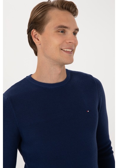 U.S. Polo Assn. Erkek Slim Fit Bisiklet Yaka İndigo Basic Kazak 50313667-VR028