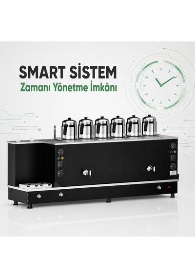 Anka Doğalgazlı Statik Turbo Hibrit Smart 6 Demlik 60 Litre Çay Makinesi