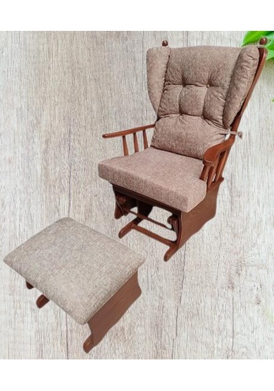 Sallanır Sandalye 90387model Ayaklık Minder Kayın Ceviz Renk Nubuk Kumaş Elyapım Ceviz