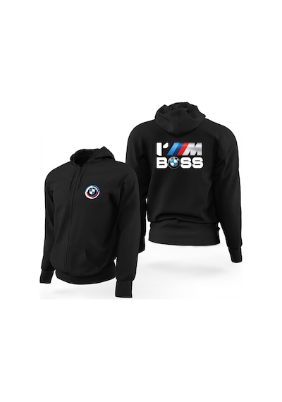 Bmw Im Boss Logo Siyah Fermuarlı Limited Edition Kapşonlu Sweatshirt Siyah