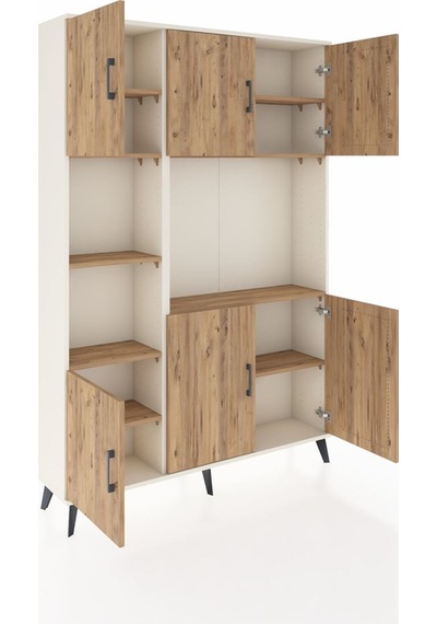 Arges Dolap 9 Raflı 6 Kapaklı 132x30x195 Aytaşı-çam/çam Aytaşı