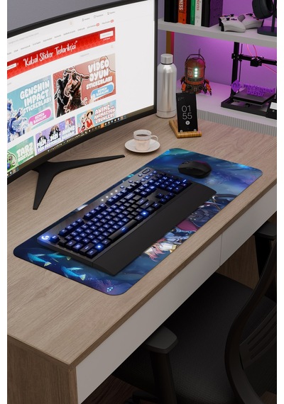 Blue Protocol Star Resonance Dikişli Kauçuk Oyuncu Mousepad V4 - 70x30 Xl Gaming Mouse Pad