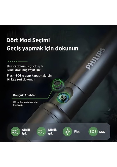 Philips Sfl2124 250 Lümen 5w Led El Feneri Teleskopik Zoom Sos Mo Renksiz