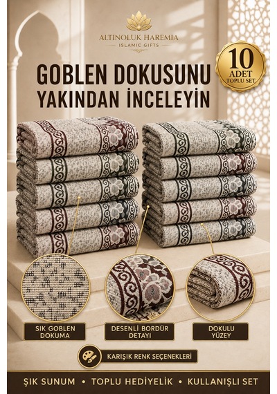 10'lu Ekonomik İnce Seccade Hafif Karışık Renk Toplu Dağıtım Namaz Seccadesi Çok Renkli